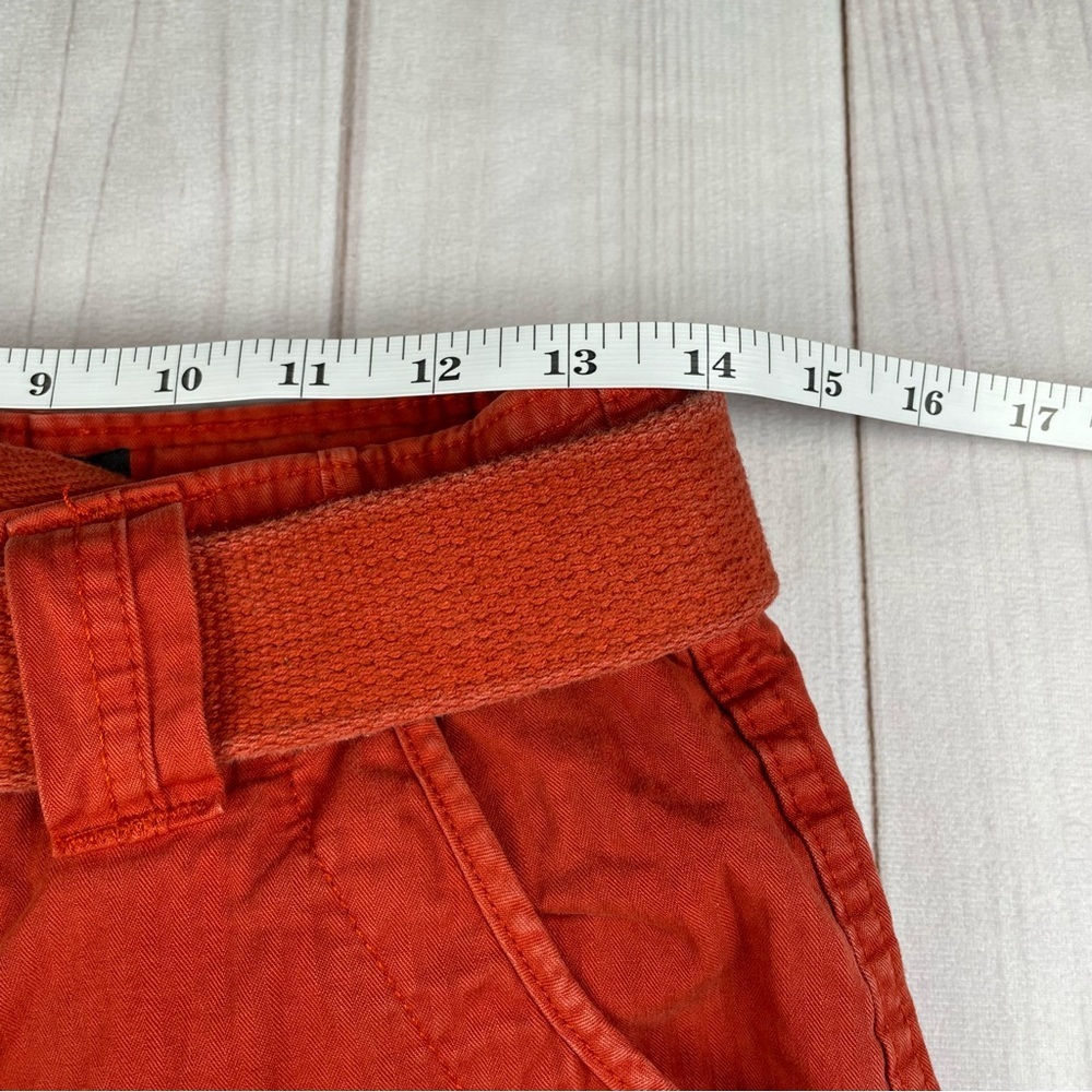 Y2K 2000s Ripstop Cargo Utility Shorts Men’s 28 Burnt Orange Tie Belted Faded - Picture 13 of 15